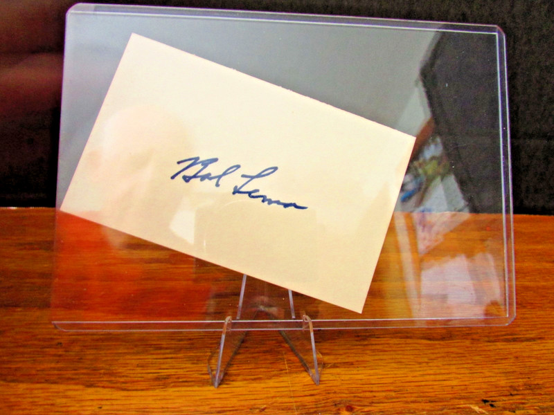CLEVELAND INDIANS BOB LEMON AUTOGRAPH SMALL INDEX TYPE CARD, [ NO COA ]