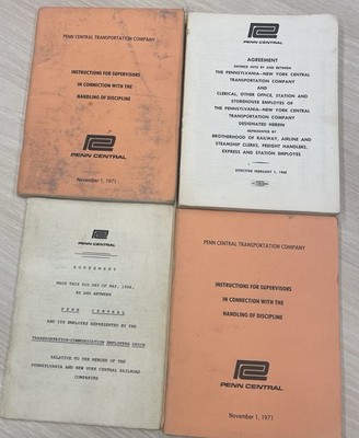 Lot of 4 PENN CENTRAL SYSTEM Items: 2 Agreement Books & 2 Instruction  Books