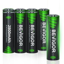 8 Pack AA Rechargeable Batteries 1500 Cycle, 2800 mAh High Capacity 1.2V NiMH...