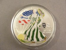 2008 American 1oz Fine 999 Silver Colourised Walking Liberty EAGLE - Theatre