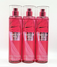 3 x Bath  Body Works PERFECT IN PINK Fragrance Mist Body Spray 8 oz