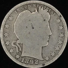 1892 Barber Quarter 90% Silver Better Date Scarce