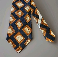 Ermenegildo Zegna 100 Silk Brown Black Gold Geometric Pattern Luxury Italy