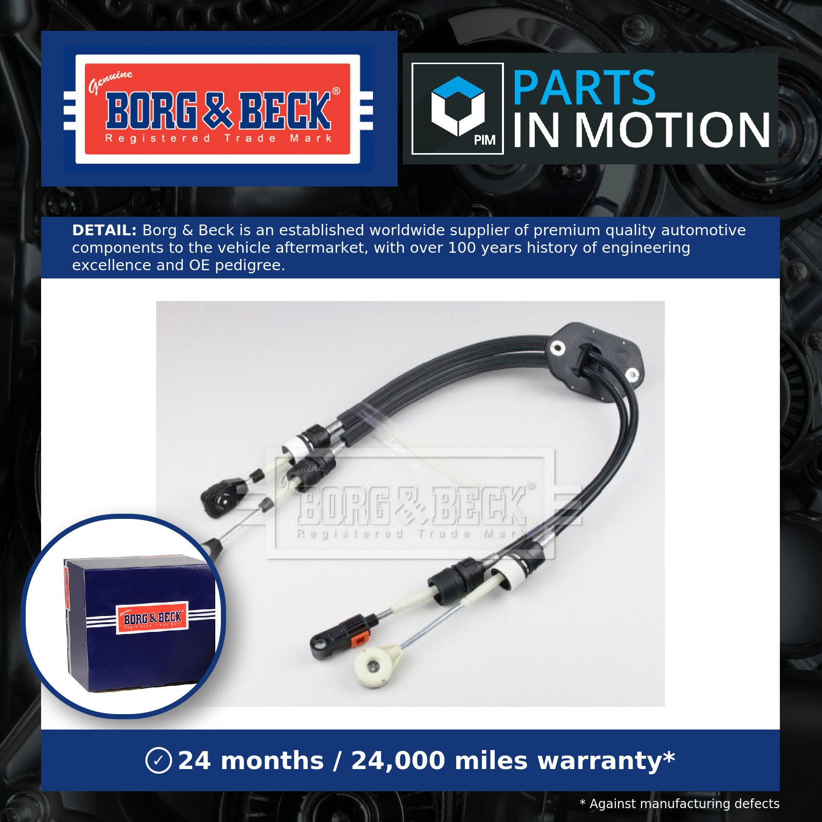 Gear Change Cable BKG1286 Borg & Beck 2453912 Genuine Top Quality Guaranteed New