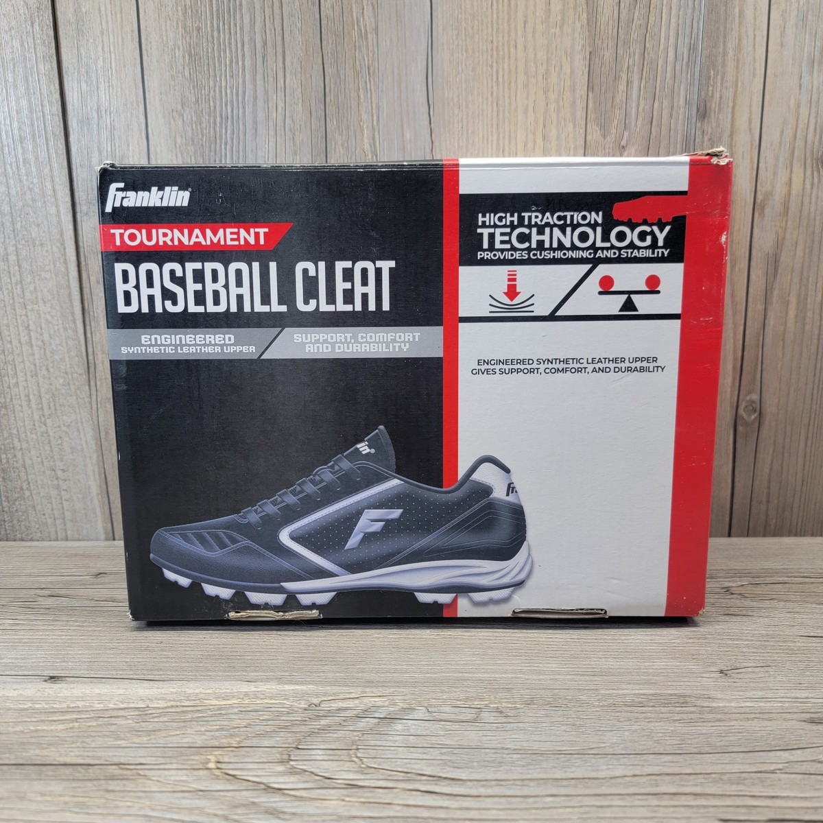 Crampons De Baseball Franklin Tournament - Jeune Pointure 12 - Noir Et Blanc (neuf En Boîte)