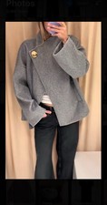 Zara Grey Wrap Wool Blend Short Boxy Coat Size Small