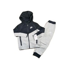 Nike Tech Fleece Full Set Heather Gray/Black Hoodie Jogger Little Kids Size 6