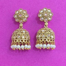 Bollywood Indian Jumka Earrings With Pearls