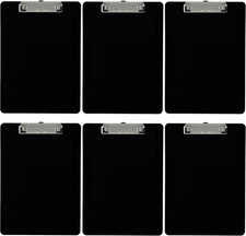 Plastic Clipboard Opaque Color Letter Size Low Profile Clip (Pack of 6) (Black)
