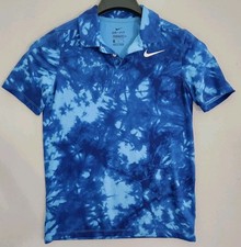 Nike Dri Fit Boys Blue Tie Dye style Polo Shirt Size M 10/12 Short Sleeve Golf