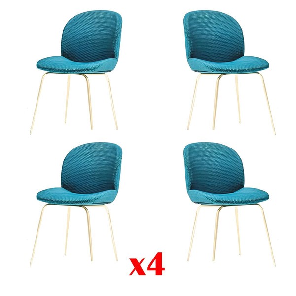Gepolsterte Esszimmer StüHle 4X Stuhl Gruppe Garnitur Stoff Design Gruppe Neu-image