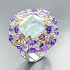 Handmade ring Natural Aquamarine Ring 925 Sterling Silver Size 8 /R458410