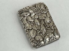 Antique Japanese Silver Vesta Case with Repousse Flower Decoration, c.1900