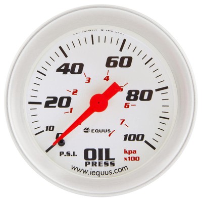 Equus Oil Pressure Gauge 8444; 8000 Series 0-100 psi 2-5/8 in. Mechanical, White
