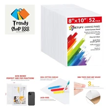Canvas Boards for Painting 52 Pack 8 x 10 Inch Blank Canvas Panels 100% Cotto...