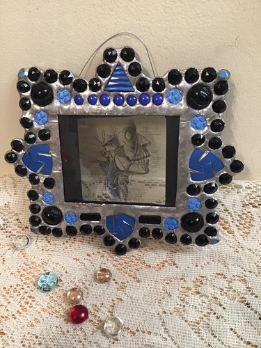 Neck Anatomy Blue & Black Jewels Lead Panel Sun Catcher - 6 1/2 X 7” - Picture 7 of 10