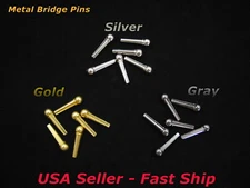 6 Pcs Acoustic Guitar Brass Metal Bridge Pins Pegs Choose Silver, Gray, or Gold