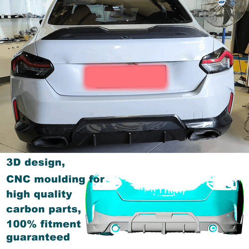 For BMW G42 220i M240i M Sport Coupe 2022UP Real Carbon Rear Bumper Diffuser Lip - Picture 3 of 11