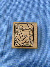Vintage Rubber Line Art Woman Stamp