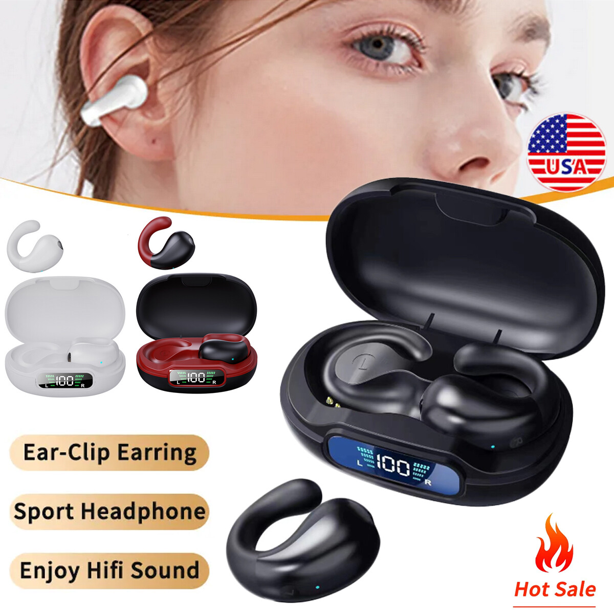 Bluetooth Earbuds Wireless Headphones Bone Conduction for iphone