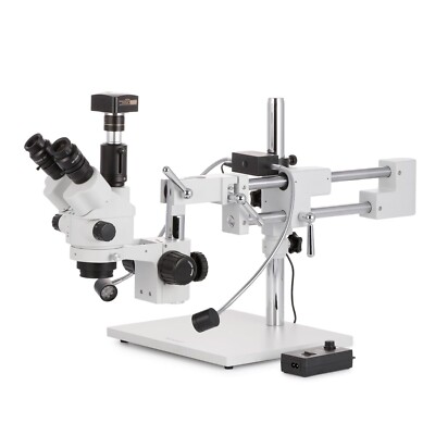 AmScope 7X-45X Simul-Focal Zoom Stereo Boom Microscope+Dual LED+20MP Camera USB3