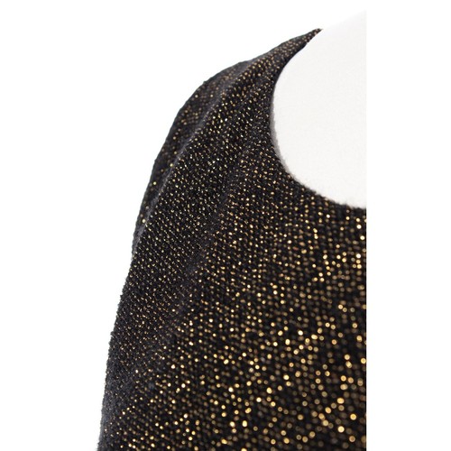 Vintage 1960s Party Dress 60s Metallic Gold Lurex Black Wiggle Holiday Cocktail - Picture 7 of 8