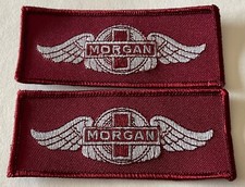 2 MORGAN SPORTS CAR EMBROIDERED SEW ON PATCH BADGES..BURGANDY RED . NEW