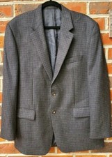 Chaps Sport Coat 42R Blue 100 Lambs Wool Houndstooth 2 Button Men's Jacket