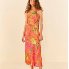 Farm Rio Orange Ombre Forest Lenzing™ Ecovero™ Viscose Midi Dress - Size XL