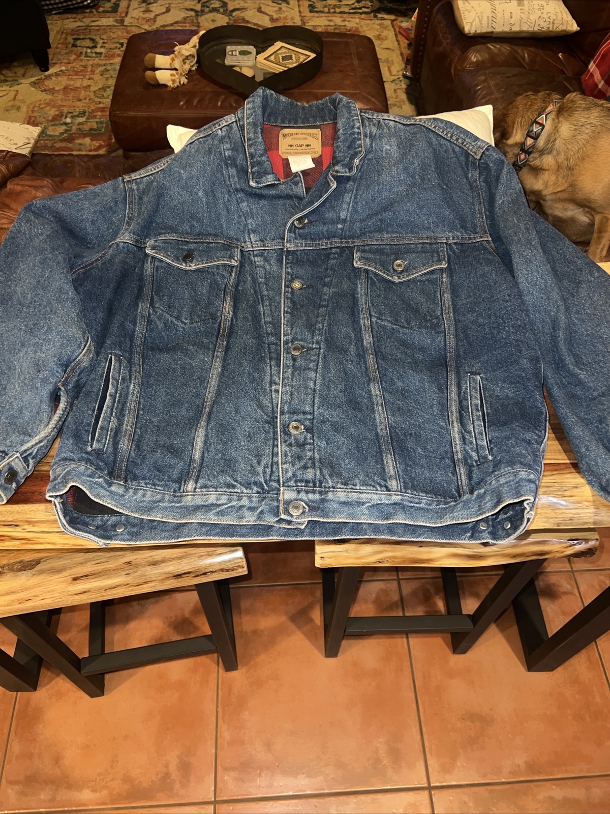 GAP Work Force Blanket Lined Jean Jacket Large Vi… - image 1