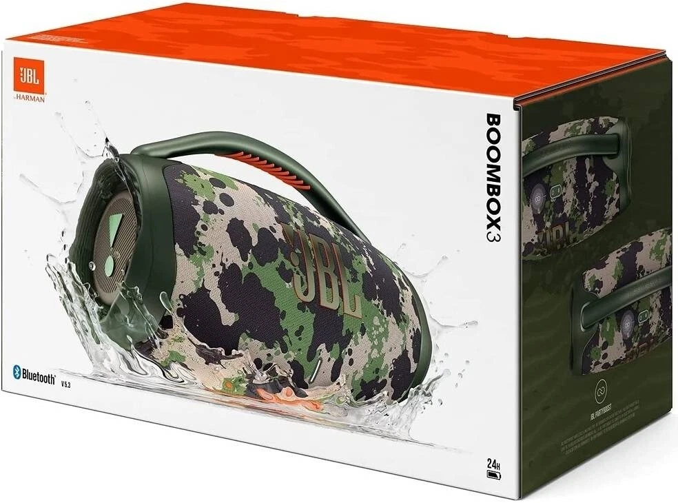 New JBL Boombox 3 Portable Waterproof Bluetooth Speaker 10,000mAh Battery -  Camo