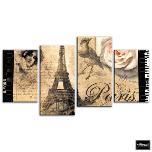 Paris Tour Eiffel Rose Vintage BOX GERAHMT LEINWAND KUNST Bild HDR 280 gsm - Bild 1 von 1