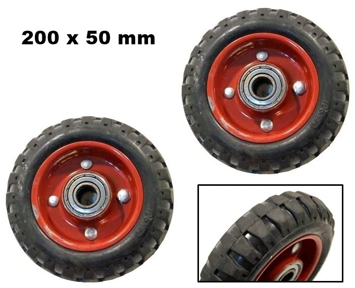 Ruota Piena In Gomma 200 Mm Con Cuscinetto A Rulli E Cerchio In Acciaio - Portata 205 Kg - Per Carrelli E Macchinari