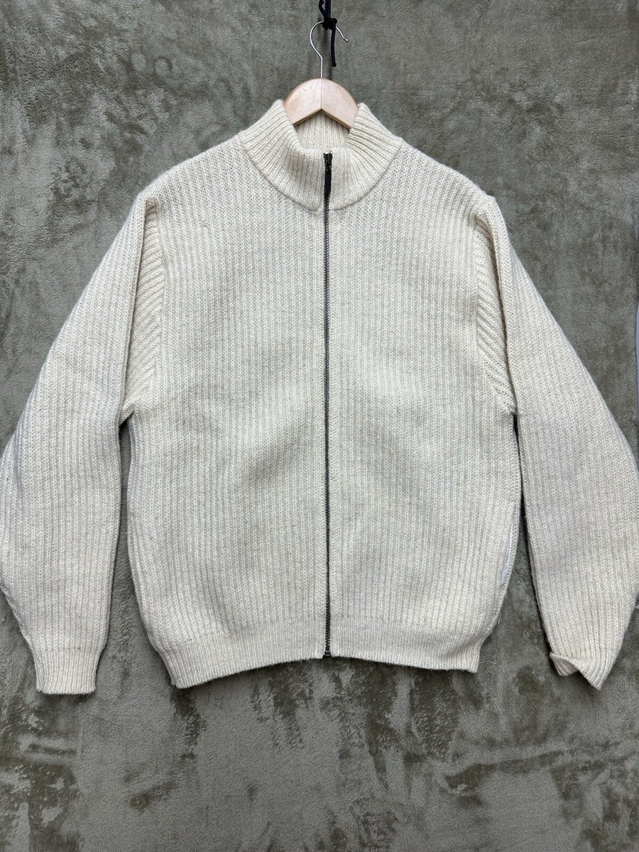 LL Bean Sweater Womens XL Wool Alpaca Zip Up Knit Jacket made in