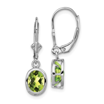 Ohrringe 28 mm Sterlingsilber rhodiniert 8 x 6 mm oval Peridot Leverback