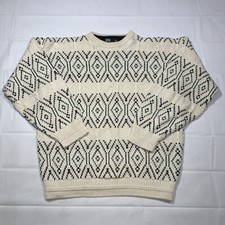 Vintage 90's Sweater Grandpacore Cable Knit Geometric Pattern USA Expressions