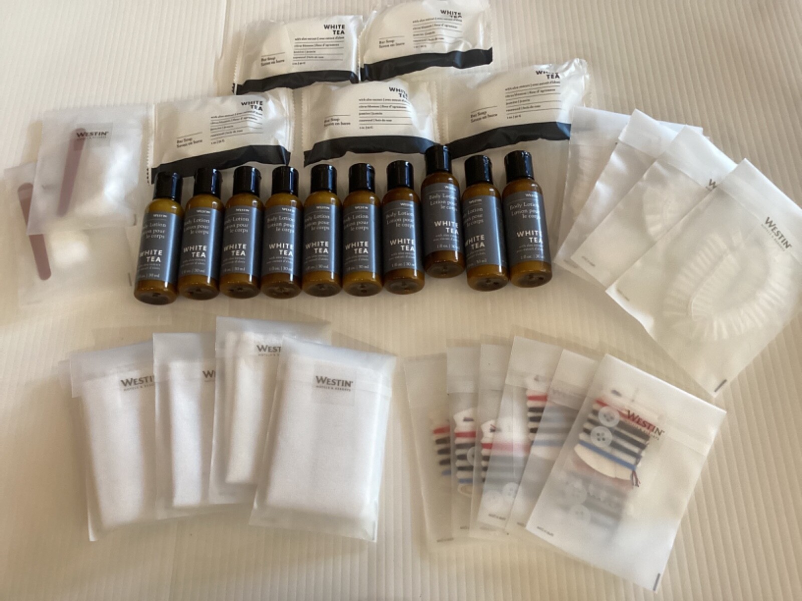 Heavenly Body Lotion, Soap Bars, Sewing Kits, Etc., 33 Items