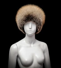 Golden Island Fox Fur Ladies Beanie Cossack Winter Hat