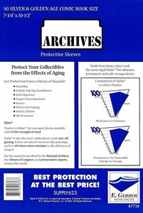 50 E. Gerber Archives 4 Mil Silver/Golden Age Comic Book 7 3/4 " x 10-1/2" 775R
