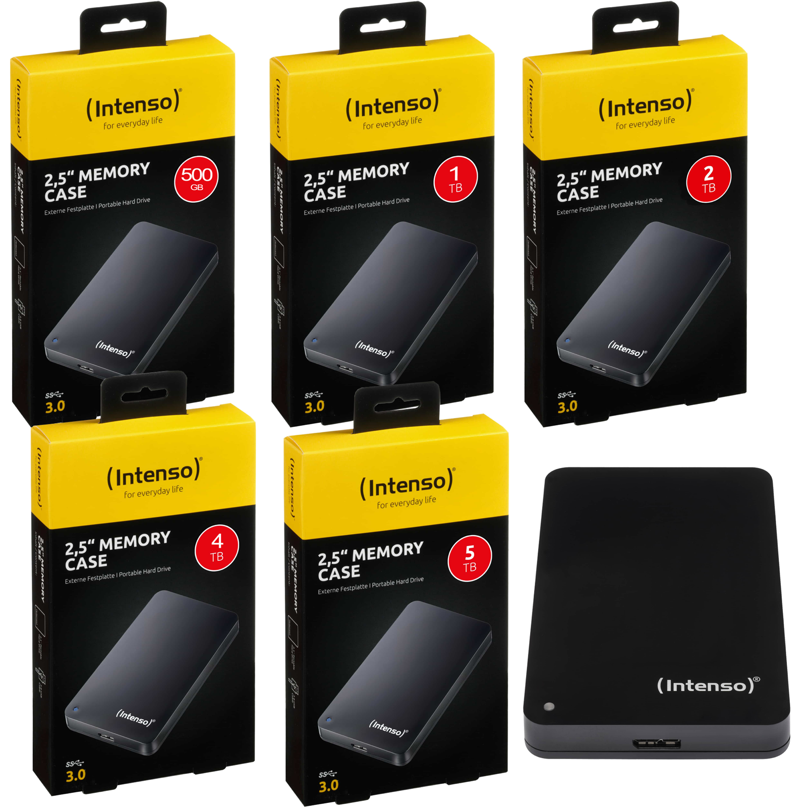 Vorming katje vreemd Intenso External Hard USB 3.0 Memory Case 2,5 Portable 500GB 1TB 2TB 4TB  5TB | eBay