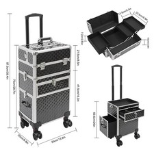 Professional Rolling Makeup Case Travel Cosmetic Storage Box Salon Trolley 50kg