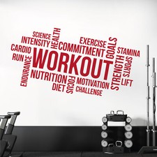 Adesivo Wall Art Palestra - Allenamento, Nutrizione, Dieta, Intensità, Resistenza, Impegno...