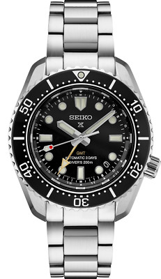 New Seiko Prospex Diver's Stainless Steel Black Dial Men's GMT Watch SPB383