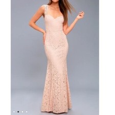 NWT LULUS Rosetta Lace Maxi Dress Blush Pink Size XS
