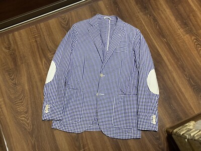 Lubiam 1911 Puro Cotone Blue/white Check Blazer Jacket Size 48R