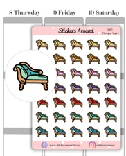 Therapy Icon Planner Stickers, Chaise Lounge Sticker, Calendar & Journal Sticker