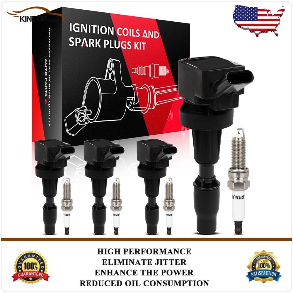 4 Ignition Coils & Spark Plugs For Hyundai Kona 2018-2020 Sonata