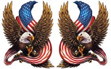 American Bald Eagle American Flag Decal Pair