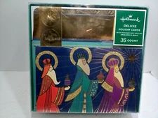 Hallmark 35 Deluxe Christmas cards 3 Wise Men w/ self sealing and foil Seals