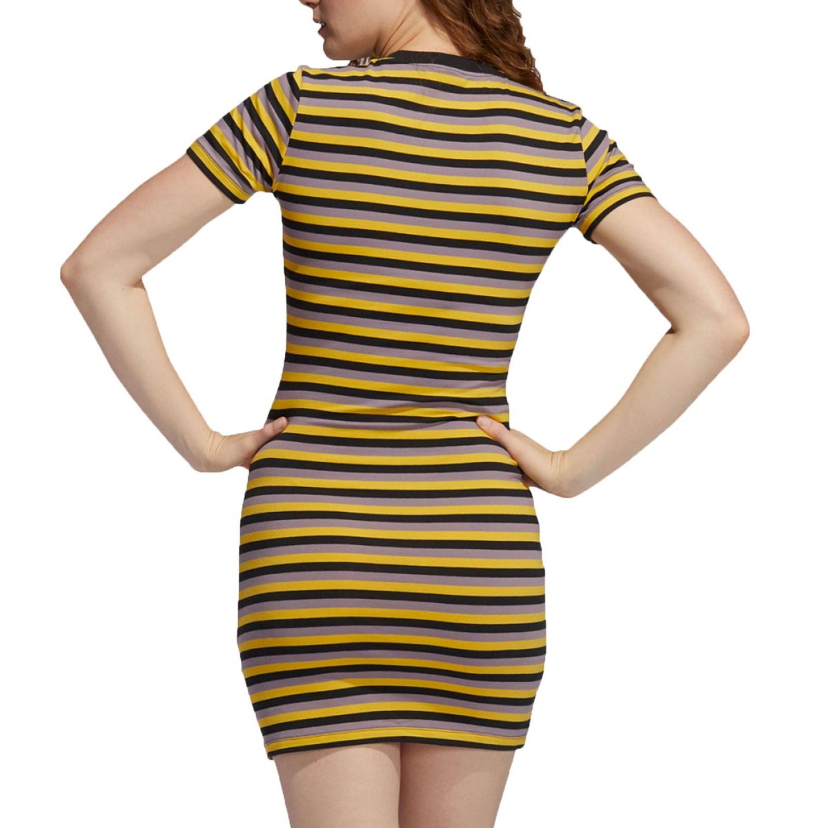 Gu2997 Adidas Originals Striped Dress 2103213 Midi Dress Pencil Dress  Stretch Dress